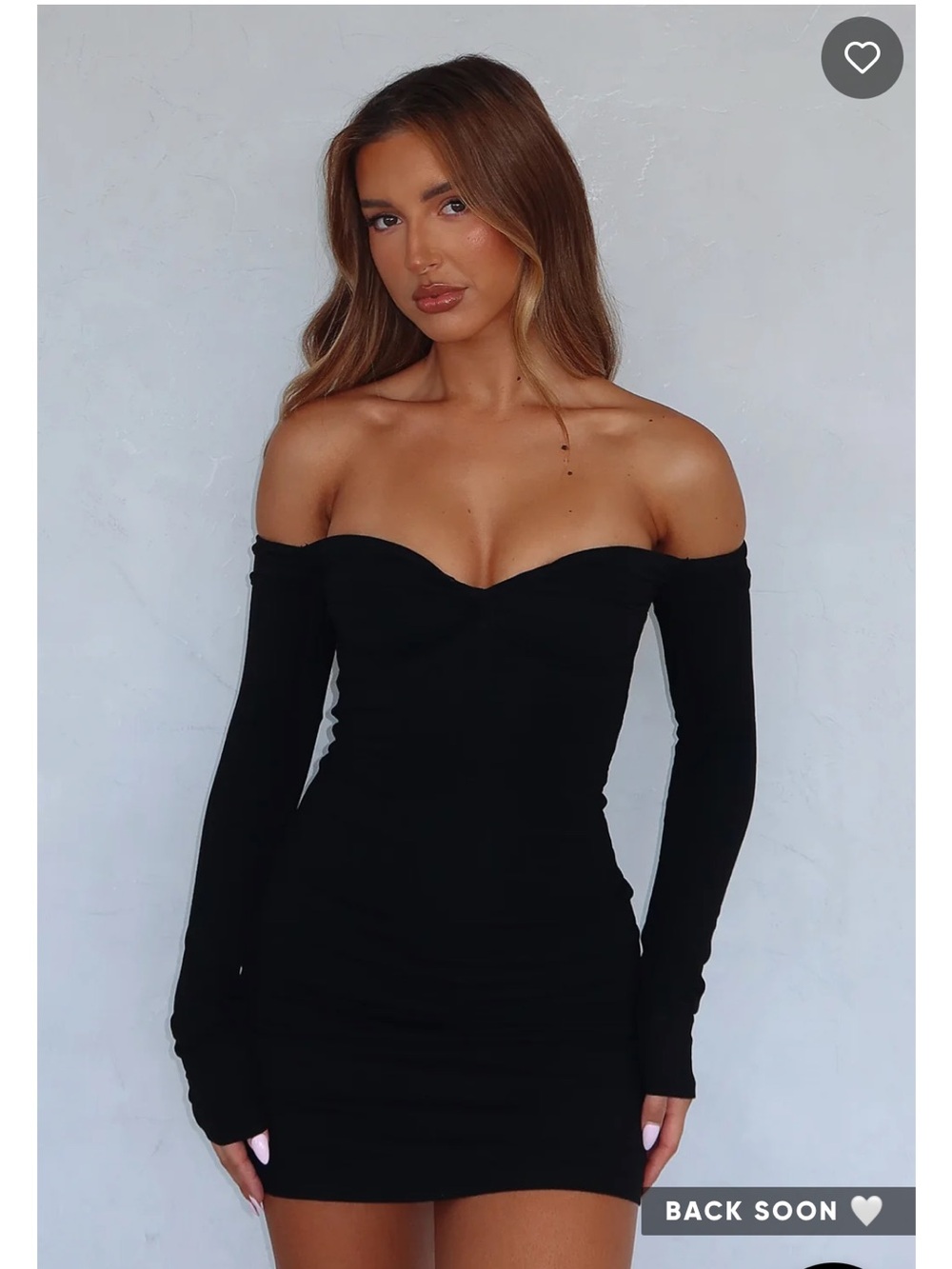 White Fox Boutique Off-Shoulder Black Mini Dress